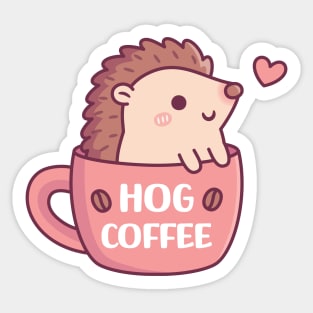 Cute Hedgehog In Mug, Hog Coffee Funny Sticker